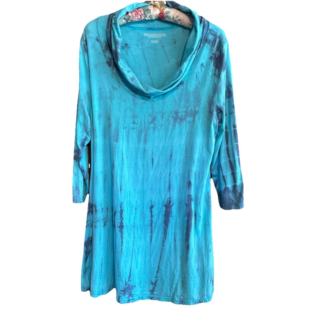 Soft Surroundings Tie Dye Tunic Top Cowl Neck Size Large